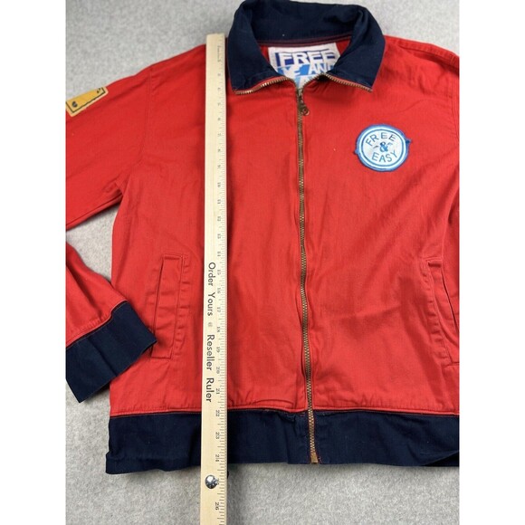 Free and Easy Jacket Mens Large Red Sunset Bird Graphic Made in LA Skater - Picture 9 of 15